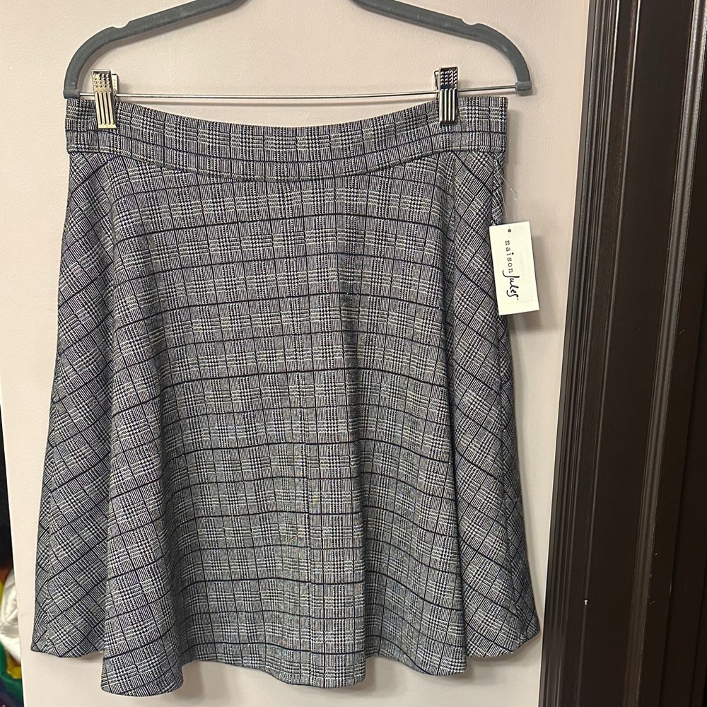 Maison Jules Gray Plaid Skater Skirt